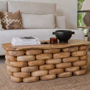 Mesa Consola ARTERRA de Diseño Rústico Moderno y Lujoso, Fabricada a Mano con Madera de Teca, Ecológica y Duradera, para Sala de Estar - Product Image 3