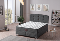 Lit Moderne Simple, Double, Queen, Super Queen avec Sommier à Vérins et Rangement, en Bois Massif, Tissu Noir et Gris, Toutes Couleurs Disponibles