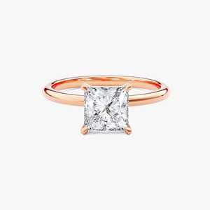 Anillo de compromiso de plata 925 con moissanita talla princesa VVS, engaste de puntas, de lujo, para mujer, chapado en oro, estilo eternidad, vermeil. - Product Image 2