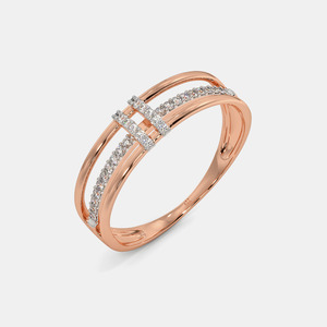 Anillo de oro rosa para mujer con triple banda y diamantes pavé - Product Image 5