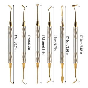BAFA SURGICAL INSTRUMENTS Juego de 6 Espátulas Dentales para Relleno de Composite, Acero Inoxidable con Recubrimiento de Titanio, Mango Grueso - Product Image 1