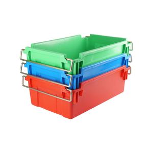 Eco-Friendly <b>Stackable</b> Rectangular Plastic Storage Bin Metal Handle Red Blue PP Material 4mm Thickness Agricultural Use Folin - Product Image 2