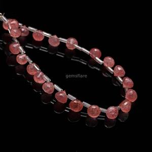 Natural Pink <b>Strawberry</b> Quartz Faceted Onion Briolette Beads 7-9MM Teardrop Shape <b>Strawberry</b> Quartz Gemstone Beads For Jewelry - Product Image 6