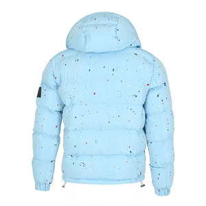 Chaqueta Acolchada con Capucha Azul Claro para Hombre, con Estampado por Sublimación, Cierre de Cremallera, Resistente al Viento, Ropa Casual de Invierno - Product Image 4
