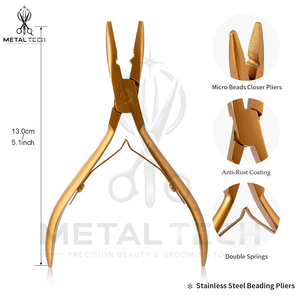 Pince de retrait d'extensions capillaires en or mat, fabriquée en usine, à plusieurs encoches, en acier inoxydable, pour la destruction de liens en kératine et les micro-anneaux - Product Image 5