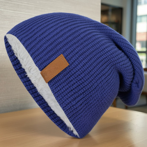 Bonnet d'hiver en coton doux pour hommes et femmes, broderie, patch en cuir, tricoté chaud, Birlag Sports - Product Image 2