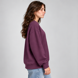 เสื้อสเวตเชิ้ตคอกลมสีพลัมสำหรับผู้หญิง แขนยาว สกรีนโลโก้ได้ตามต้องการ - Product Image 3