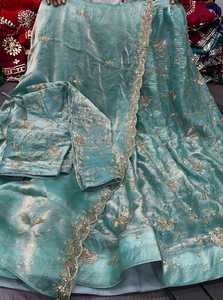 Hilo de bordado resistente y accesorios para Lehenga Choli, hilo de bordado elegante de secado rápido para Lehenga Choli de boda para mujer, largo hasta el suelo. - Product Image 4