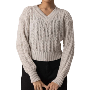 Pull léger en maille côtelée, doux et chaud, à manches longues, col rond, coupe décontractée, style décontracté quotidien, style urbain, hiver, automne - Product Image 1