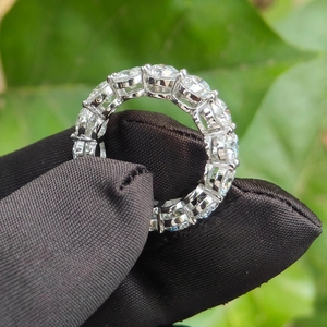 Custom <b>925</b> Sterling <b>Silver</b> VVS Moissanite Diamond Round Wedding <b>Ring</b> Full Eternity Band Engagement <b>Ring</b> Fine Jewelry - Product Image 5