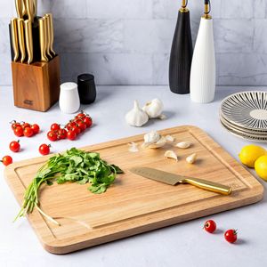 Tabla de Cortar Extra Grande de Madera de Caucho de 14x20 Pulgadas con Agarres Antideslizantes, Tabla de Picar Ecológica para una Preparación Segura de Alimentos - Product Image 4