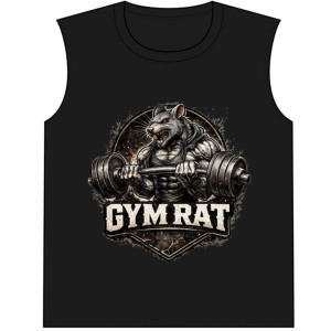 Camiseta sin mangas para hombre Gym Rat Muscle Rat Lifting Barbell, cuello redondo, informal, estampada, para entrenamiento físico en el gimnasio. - Product Image 3