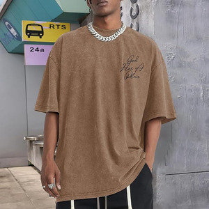 Camiseta Oversize con Gráfico 'Faith', de Algodón Lavado Vintage, Estilo Streetwear para Hombre, con Estampado Cristiano y Lavado Ácido, de Algodón de Alto Gramaje - Product Image 3