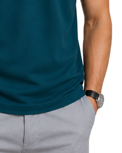 Camiseta Polo Personalizada para Hombre en Color Gris Azulado Intenso, Ropa Deportiva Informal, Transpirable, de Manga Corta, Mezcla de Algodón - Product Image 3
