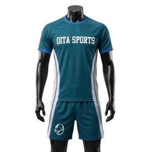 Conjunto de Camiseta y Pantalones Cortos de Netball Sublimados en Verde Azulado y Blanco para Hombre, Uniforme Deportivo Ligero de Poliéster con Paneles Laterales, Ropa de Entrenamiento para Equipo - Product Image 1