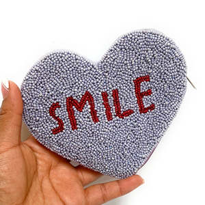 Pochette zippée lavande faite à la main, mini sac cadeau unisexe, forme rectangulaire, porte-monnaie perlé en cristal et strass, personnalisable, tendance - Product Image 1