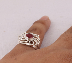 Natural Red <b>Garnet</b> <b>Ring</b> 925 Sterling <b>Silver</b> Vintage Style Deep Red Gemstone <b>Ring</b> for Women Handcrafted Boho Fine Jewelry - Product Image 3