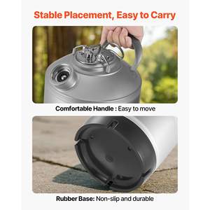 Kit de nettoyage de fût de 1,75 gallon/6,5 L, acier inoxydable 304, raccord en D, base en caoutchouc, nettoyeur de ligne de bière pour fûts de bière - Product Image 6