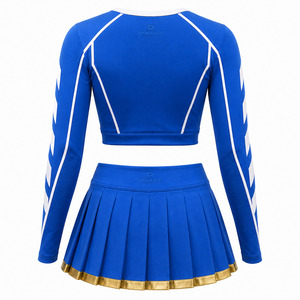 High-Stretch Long Sleeve Competition Cheer Uniform Breathable Athletic Cheerleading Outfit Custom Pleated <b>Skirt</b> Set - Product Image 3