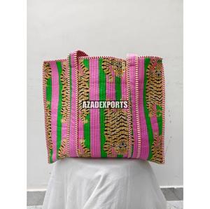 Bolsa de Mano de Algodón AZAD EXPORTS con Bordado de Tigre Verde, Estilo Bohemio, Cierre de Cremallera, Gran Capacidad, para Compras - Product Image 4
