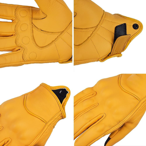 Gants de golf rétro en cuir véritable de haute qualité, légers, respirants, pour hommes et femmes, printemps, moto, motocross, jaune - Product Image 5