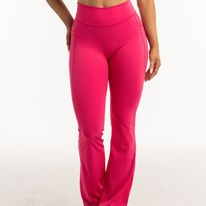 Women's High Waist Flare Yoga Pants V Cross Bootcut Active Leggings Spandex Dress Pants Elastic Waist - Product Image 1