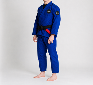 Kimono de Jiu Jitsu Brasileño Azul Personalizado, 450 GSM, Tejido Perlado, Uniforme de BJJ con Pantalones Ripstop para Entrenamiento y Competencia - Product Image 3