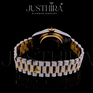 Montre Hip Hop Rapper entièrement sertie de diamants en argent sterling et or, avec pavé de moissanite et diamants VVS, pour homme ou femme - Product Image 5