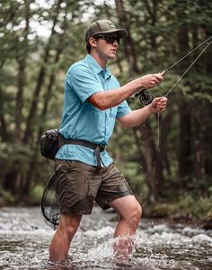 Men's <b>Light</b> <b>Blue</b> Quick Dry Fishing Shirt With Button Closure And Chest Pockets Upf 50 Solid Color Outdoor Wear - Product Image 6