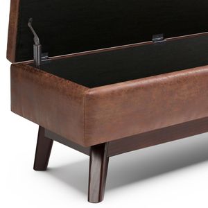 Owen Distressed Saddle Brown Rectangular <b>Storage</b> Ottoman <b>Stools</b> & Ottomans - Product Image 2