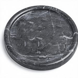 Plateau de service rond en marbre zèbre noir, moderne, résistant au feu, en pierre naturelle, décoratif, décoration de luxe pour la maison, pour la cuisine et la salle à manger - Product Image 1