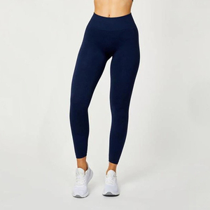 Imperial Midnight <b>Navy</b> Cotton Elastane Blend <b>Women</b> Yoga <b>Leggings</b> Ultra Comfort High Waist Seamless Hem Workout Tights Originator - Product Image 3