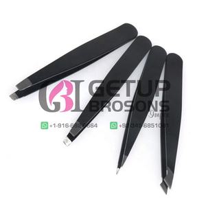 Pinzas para Extensión de Cejas Multifuncionales de Alta Calidad GETUP BROSONS IMPEX con Recubrimiento de Polvo Negro y Punta Puntiaguda, Venta al Por Mayor - Product Image 1