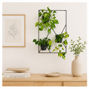 Modern Geometric <b>Wall</b> Mounted Plant Stand Black Metal Indoor for Plants Iron <b>Garden</b> Rack Decorative <b>Wall</b> <b>Planter</b> for Home - Product Image 4