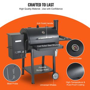 Griglia BBQ in Ferro Resistente da 53 Pollici con Opzione Gas Propano, Mini Affumicatore Portatile da Tavolo per Giardino - Product Image 6