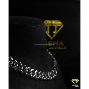 Modern Lab Grown Diamond Cuban <b>Necklace</b> for Men Luxury <b>Statement</b> Hip Hop Chain with Brilliant Sparkle By Trisha Jewels - Product Image 2