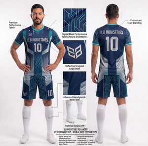 Maillot de football personnalisé imprimé par sublimation, uniforme de football à séchage rapide, kit d'entraînement et de match, logo brodé, micro-mesh respirant - Product Image 5