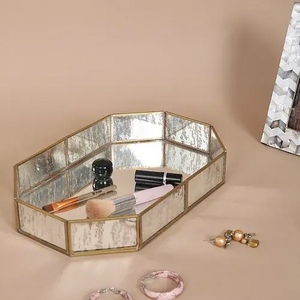 Plateau de service en métal de style moderne, rectangulaire et carré, artisanat martelé pour le Ramadan, plateaux en métal - Product Image 4