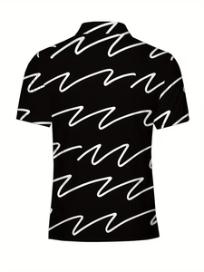 Latest Design Striped Short Sleeve Printed Knitted Jersey Men's Plus Size Summer Casual Shirts Breathable Eco-Friendly 100% - Product Image 4