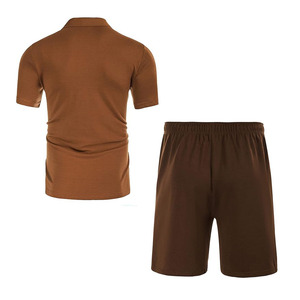 Conjunto de polo y pantalones cortos de verano para hombre EKIN IMPEX, conjunto deportivo informal de punto con bloques de color, conjunto de polo y pantalones cortos transpirables. - Product Image 2