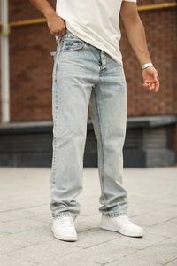 Jean slim droit pour homme, écoresponsable, effet vieilli, vintage, décontracté, extensible, taille mi-haute, en denim coloré, style streetwear, adouci - Product Image 3