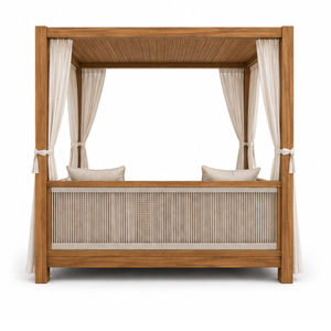 Lit de repos de luxe en teck massif pour l'extérieur avec coussins résistants aux intempéries, lit à baldaquin moderne pour piscine, idéal pour les villas, les hôtels et les complexes hôteliers - Product Image 5