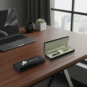 Estuche Cuadrado para Bolígrafos de Cuero PU Negro con Interior de Terciopelo Suave, Porta Bolígrafos Personalizado para Regalo, Modelo LPB-06 - Product Image 2