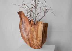 Handmade Olive Wood Vase: Large Sculptural Minimalist Home Decor - Product Image 2