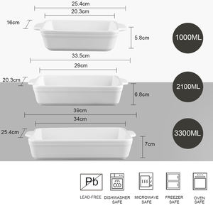 Cazuela Rectangular de Vidrio/Cerámica para Horno de 3 y 4 Cuartos, con Tapa y Revestimiento Antiadherente, Apta para Lavavajillas - Product Image 5
