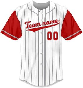Maillot de baseball personnalisé pour adulte, blanc, bleu, orange, rayé, imprimé par sublimation, respirant, polyester, unisexe, manches courtes, boutons sur le devant - Product Image 5