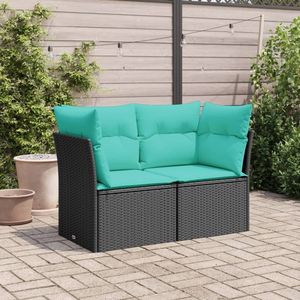 Divano da Giardino a 2 Posti in Polyrattan Nero con Cuscini Modello D0100H5TTT6 - Product Image 3