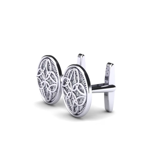 Boutons de manchette argentés pour homme avec incrustation de strass en cristal, sertissage à la française, bijoux de cérémonie - Product Image 2