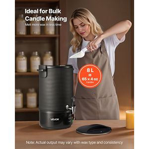 Chauffe-cire rapide à chauffage uniforme de 8,5 Qts pour kits de fabrication de bougies DIY avec bec verseur facile, contrôle de la température et base rainurée - Product Image 4