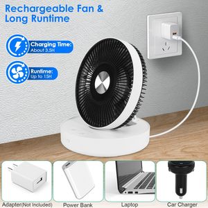 Ventilatore da Tavolo/Parete Pieghevole Ricaricabile a LED con Telecomando Magnetico, 4 Velocità, 2 Livelli di Luminosità, Funzione Oscillante - Product Image 5